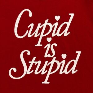 Mighty Fine Cupid Is Stupid Valentine's Day Graphic T-Shirt - Size‎ L